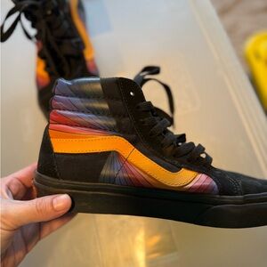 Vans High-Top Sneakers in Black, Orange, and Purple